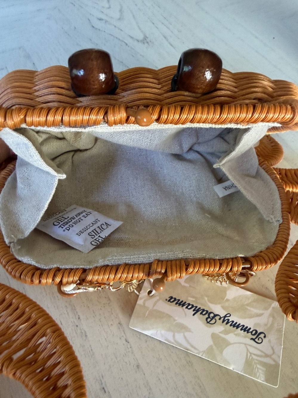 New Tommy Bahama Woven Crab-Shaped Rattan Beach Bag - Brown - Picture 16 of 16